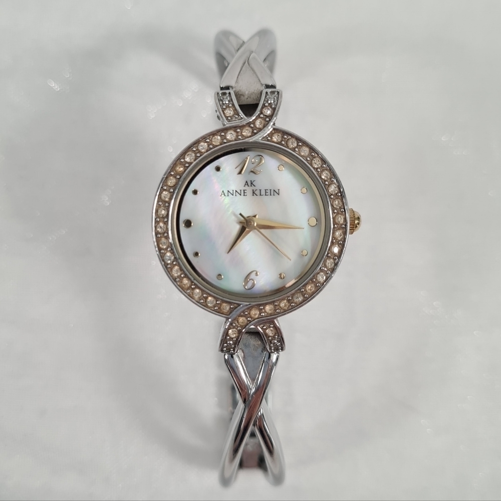 Anne Klein Women's Pearl Dial Metal Bangle Bracelet Quartz Watch 10/9693